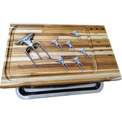 Kit Tábua c/ Jogo de Tridentes e Bandeja de Inox